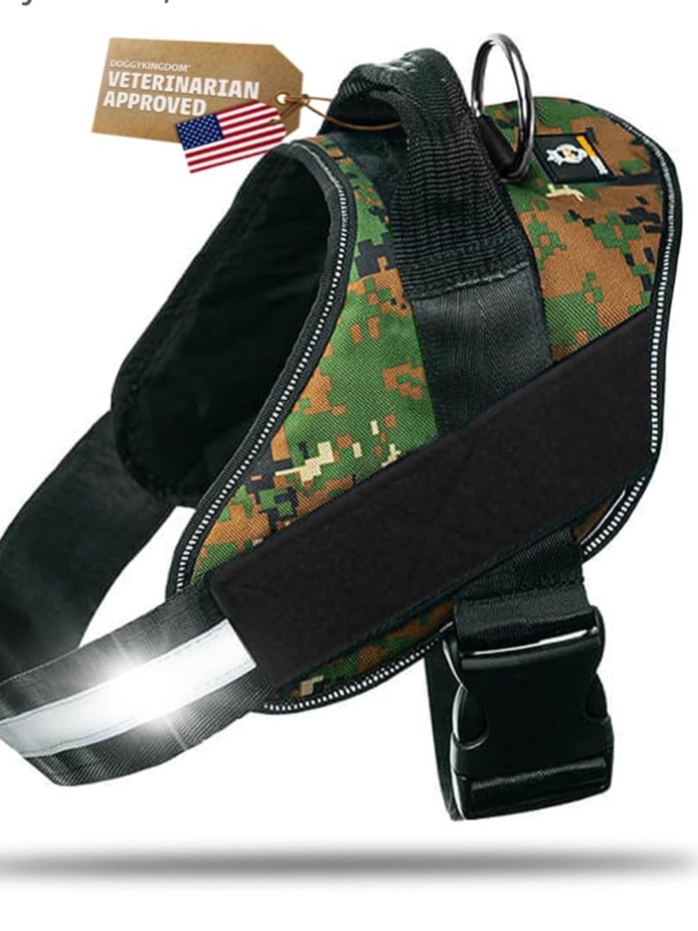 DoggyKingdom Camo Reflective No-Pull Harness - Green Camo size Small